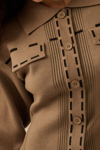 Stitch Perfect Collared Mini Sweater Shirt Dress - ShopPromesa