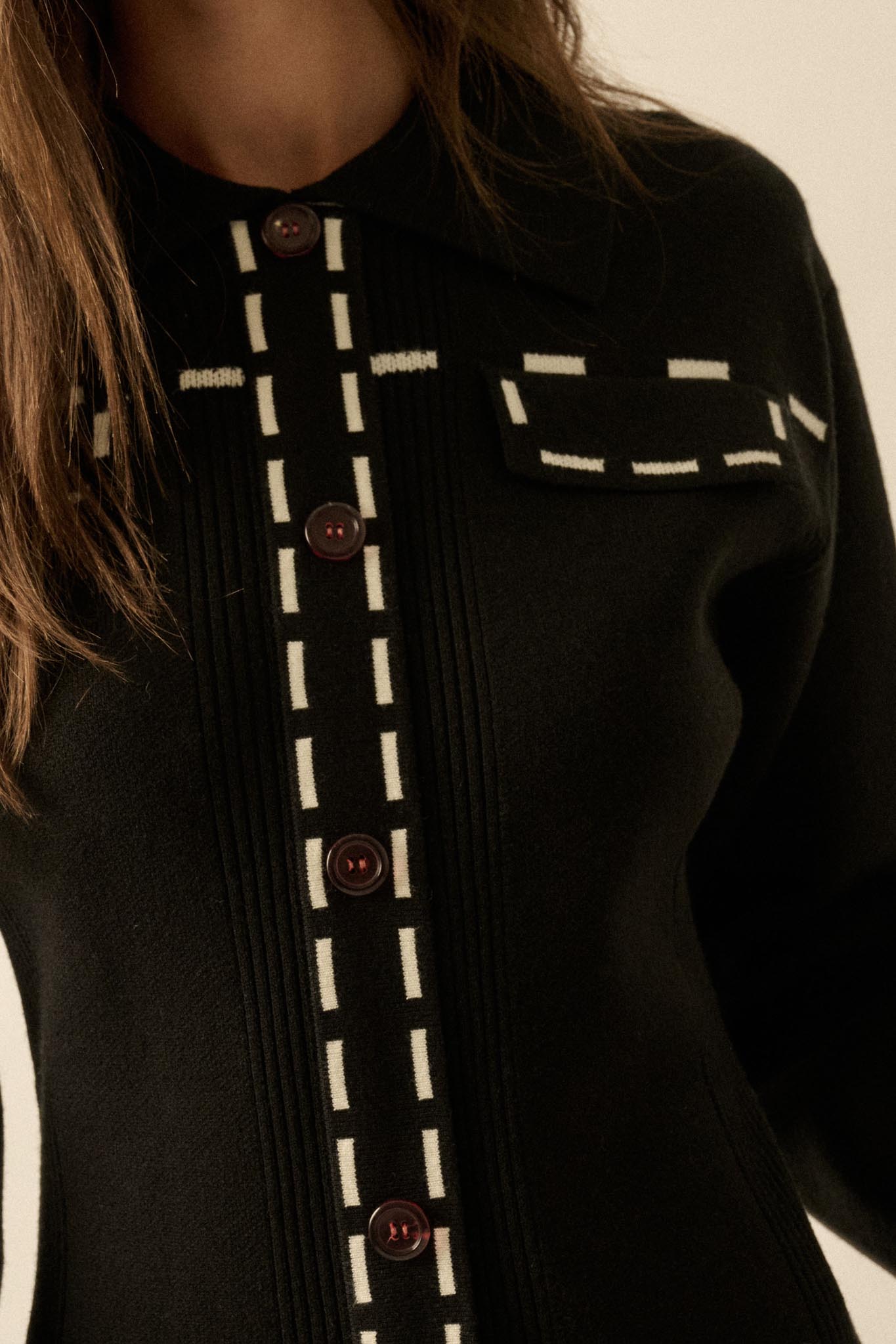 Stitch Perfect Collared Mini Sweater Shirt Dress - ShopPromesa