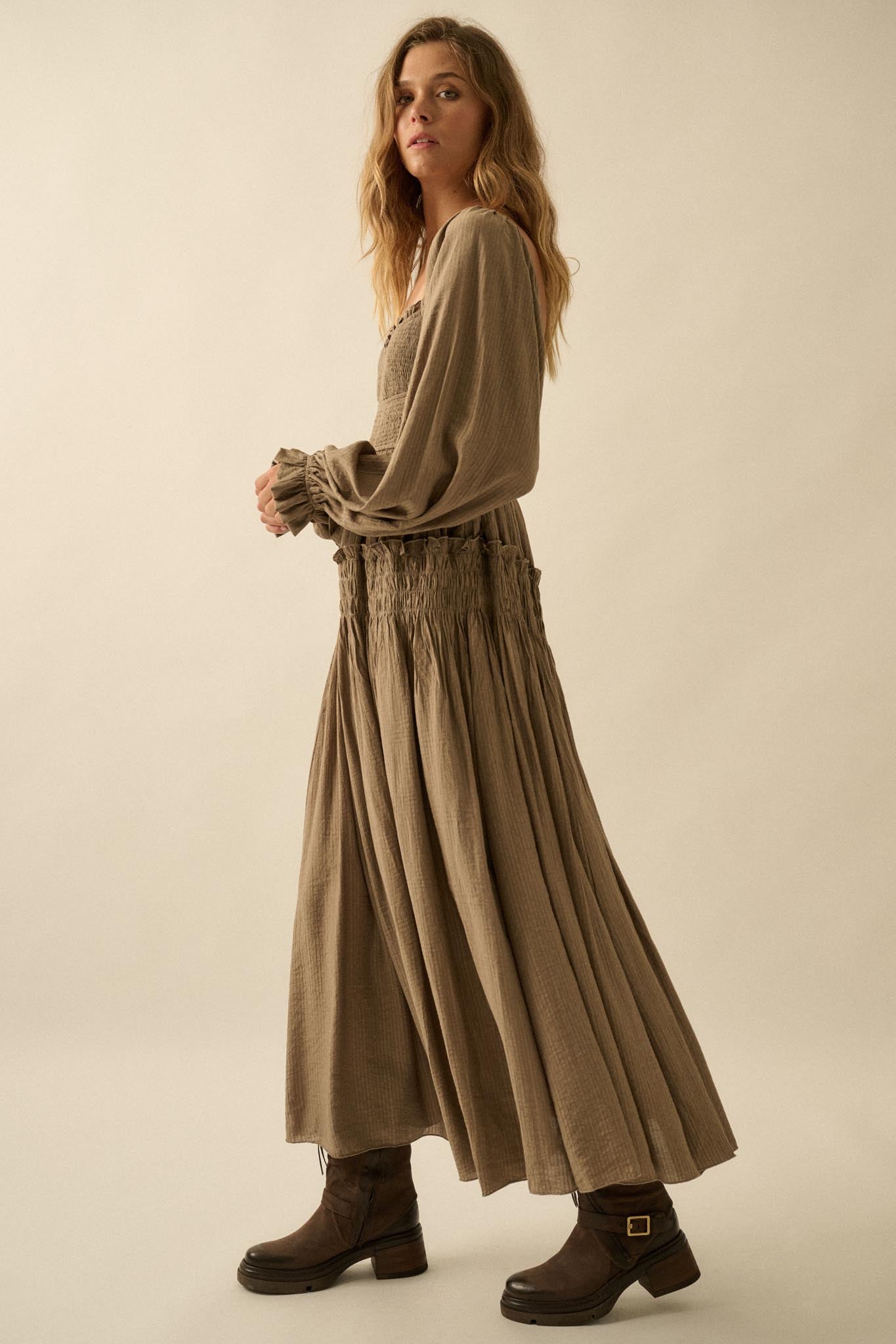 brown peasant dress Gerda Medieval Peasant Overdress