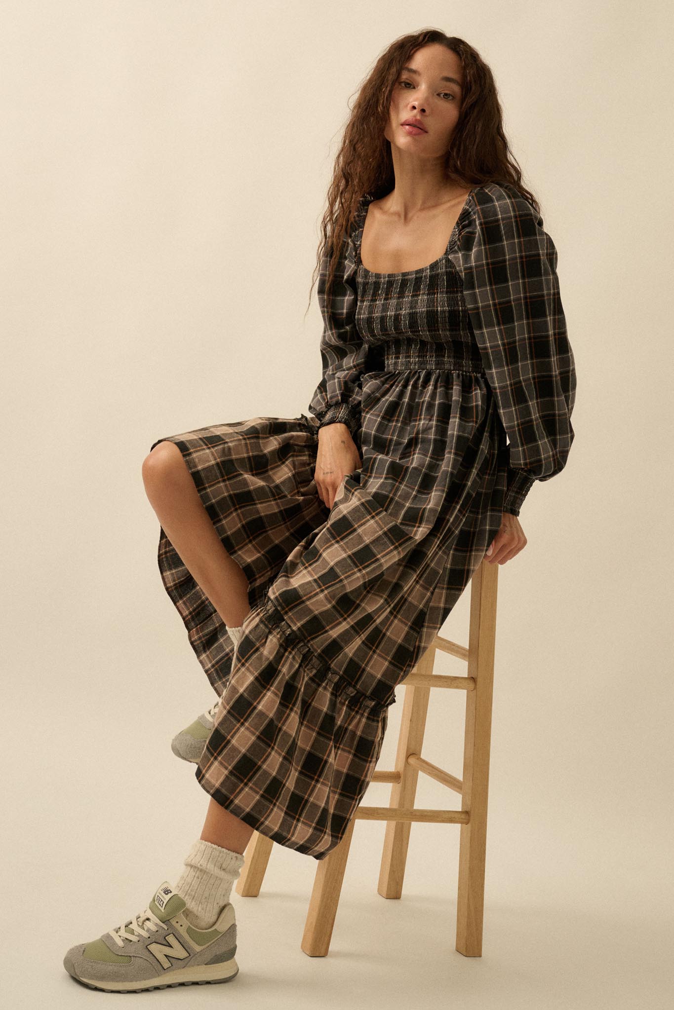 Timeless Tartan Smocked Plaid Midi Prairie Dress - ShopPromesa