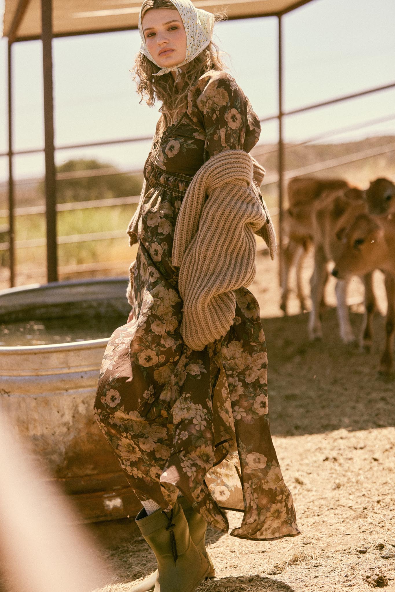 Wildflower Glen Floral Velvet-Trim Maxi Dress - ShopPromesa