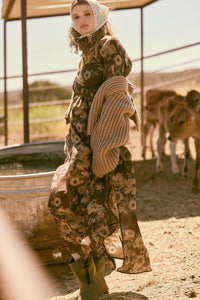 Wildflower Glen Floral Velvet-Trim Maxi Dress - ShopPromesa