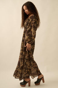 Wildflower Glen Floral Velvet-Trim Maxi Dress - ShopPromesa