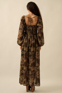 Wildflower Glen Floral Velvet-Trim Maxi Dress - ShopPromesa