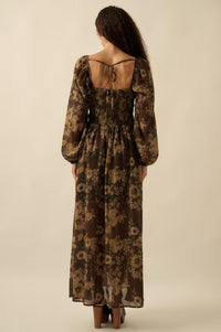Wildflower Glen Floral Velvet-Trim Maxi Dress - ShopPromesa