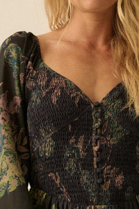 Beautiful Blooms Smocked Floral Maxi Peasant Dress - ShopPromesa