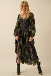 Beautiful Blooms Smocked Floral Maxi Peasant Dress - ShopPromesa