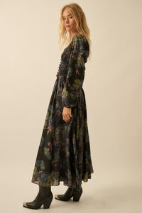 Beautiful Blooms Smocked Floral Maxi Peasant Dress - ShopPromesa