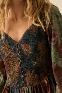 Beautiful Blooms Smocked Floral Maxi Peasant Dress - ShopPromesa