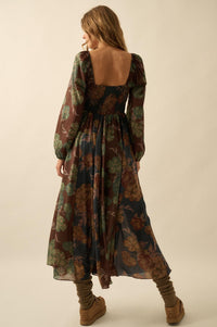 Beautiful Blooms Smocked Floral Maxi Peasant Dress - ShopPromesa