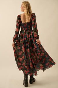 Refined Roses Smocked Floral Maxi Peasant Dress - ShopPromesa