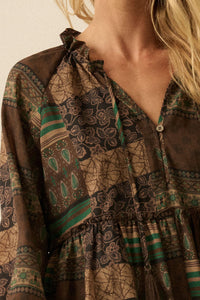 Piece by Piece Patchwork-Print Midi Prairie Dress - ShopPromesa