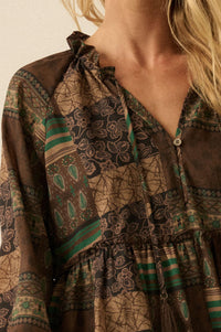 Piece by Piece Patchwork-Print Midi Prairie Dress - ShopPromesa