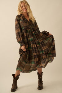 Piece by Piece Patchwork-Print Midi Prairie Dress - ShopPromesa
