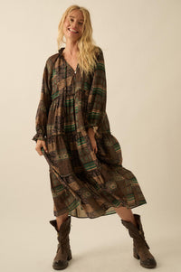 Piece by Piece Patchwork-Print Midi Prairie Dress - ShopPromesa