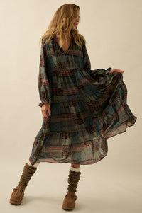 Piece by Piece Patchwork-Print Midi Prairie Dress - ShopPromesa