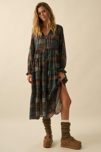 Piece by Piece Patchwork-Print Midi Prairie Dress - ShopPromesa