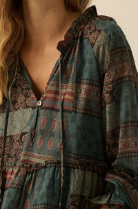 Piece by Piece Patchwork-Print Midi Prairie Dress - ShopPromesa