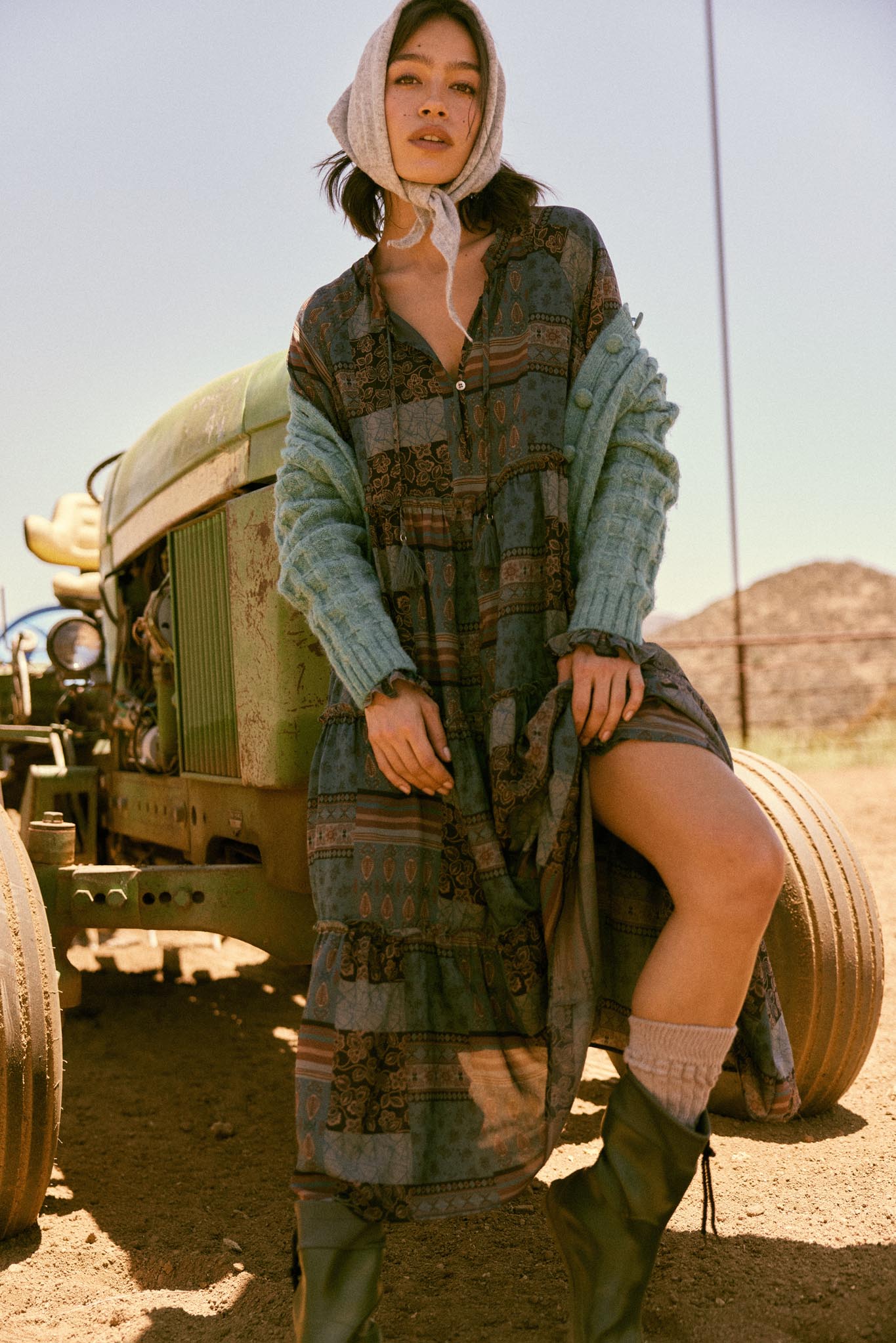 Piece by Piece Patchwork-Print Midi Prairie Dress - ShopPromesa