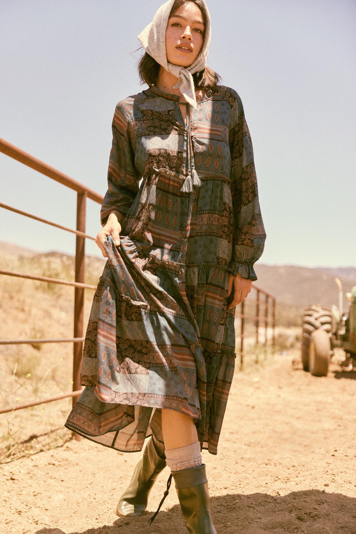 Piece by Piece Patchwork-Print Midi Prairie Dress - ShopPromesa