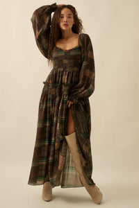 Pieces of Me Patchwork-Print Smocked Midi Dress - ShopPromesa