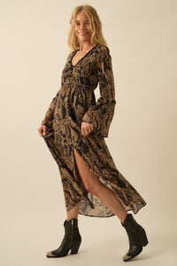 Blooming Opulence Floral Bell-Sleeve Midi Dress - ShopPromesa