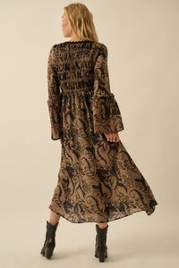 Blooming Opulence Floral Bell-Sleeve Midi Dress - ShopPromesa