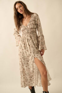 Forever in Bloom Floral Bell-Sleeve Midi Dress - ShopPromesa