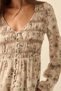 Forever in Bloom Floral Bell-Sleeve Midi Dress - ShopPromesa