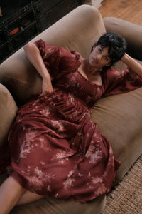 Delicate Blossoms Smocked Floral Chiffon Midi Dress - ShopPromesa