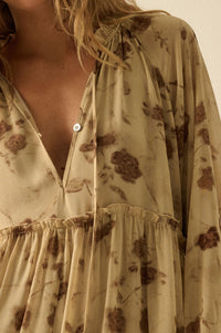 Faded Flowers Tiered Floral Midi Prairie Dress - ShopPromesa