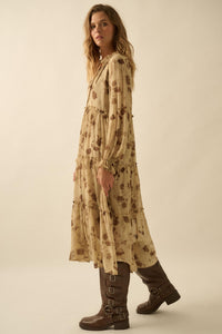 Faded Flowers Tiered Floral Midi Prairie Dress - ShopPromesa
