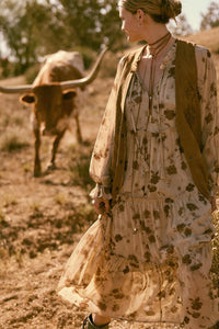 Faded Flowers Tiered Floral Midi Prairie Dress - ShopPromesa