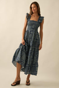 Bandana Beauty Floral Tiered Ruffle Midi Dress - ShopPromesa