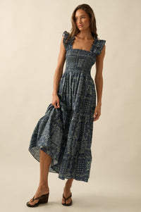 Bandana Beauty Floral Tiered Ruffle Midi Dress - ShopPromesa