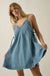 Jean Queen Denim Contrast-Stitch Trapeze Mini Dress - ShopPromesa