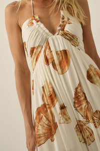 Shell Seeker Shell-Print Tie-Back Halter Maxi Dress - ShopPromesa