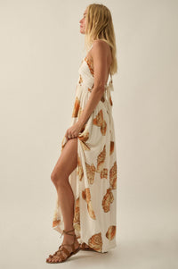 Shell Seeker Shell-Print Tie-Back Halter Maxi Dress - ShopPromesa
