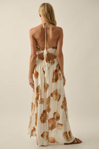 Shell Seeker Shell-Print Tie-Back Halter Maxi Dress - ShopPromesa