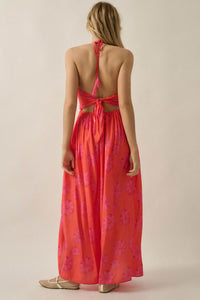 Summer Delight Floral Tie-Back Halter Maxi Dress - ShopPromesa