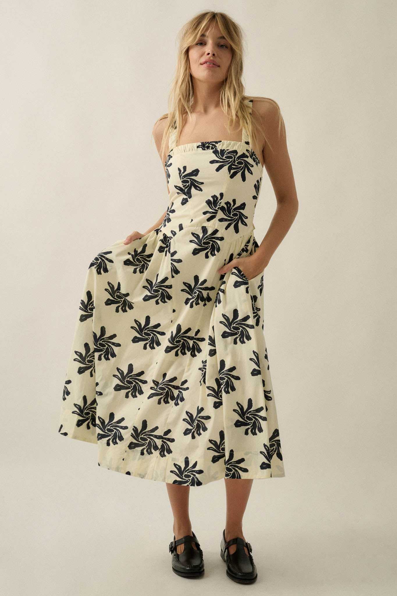Twirling Blooms Floral-Print Pocket Midi Dress - ShopPromesa