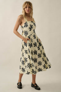 Twirling Blooms Floral-Print Pocket Midi Dress - ShopPromesa