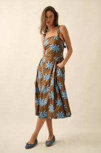 Twirling Blooms Floral-Print Pocket Midi Dress - ShopPromesa