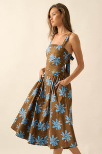 Twirling Blooms Floral-Print Pocket Midi Dress - ShopPromesa
