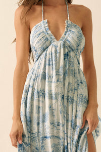 Scenic Beauty Toile Tie-Back Halter Maxi Dress - ShopPromesa