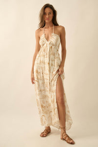 Scenic Beauty Toile Tie-Back Halter Maxi Dress - ShopPromesa
