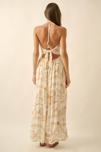 Scenic Beauty Toile Tie-Back Halter Maxi Dress - ShopPromesa