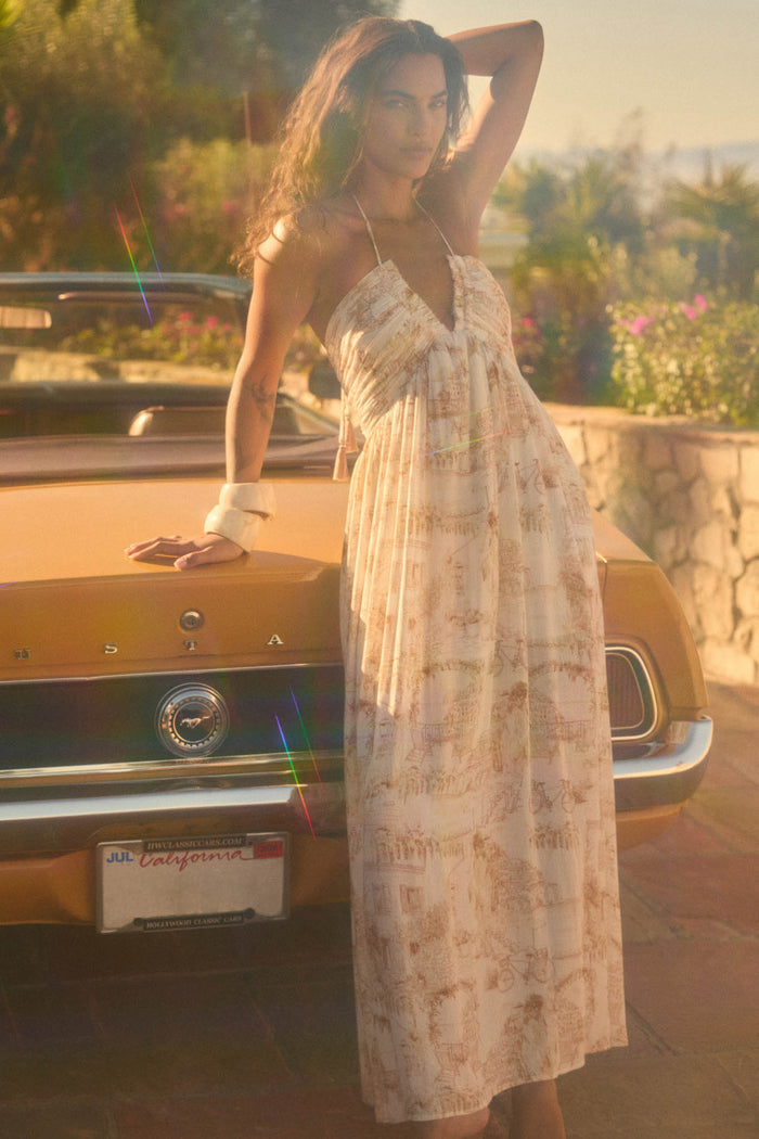 Scenic Beauty Toile Tie-Back Halter Maxi Dress - ShopPromesa