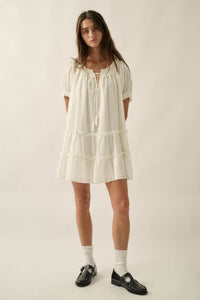 Precious Poetry Tonal-Stripe Babydoll Mini Dress - ShopPromesa