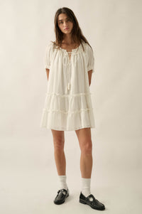 Precious Poetry Tonal-Stripe Babydoll Mini Dress - ShopPromesa